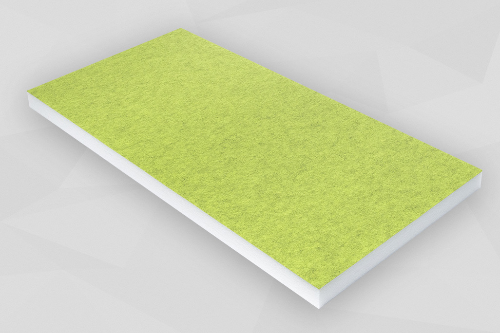 Ausschnitt eines PES-Vliesabsorbers mit farbiger Vliesoberfläche, Farbe Grün