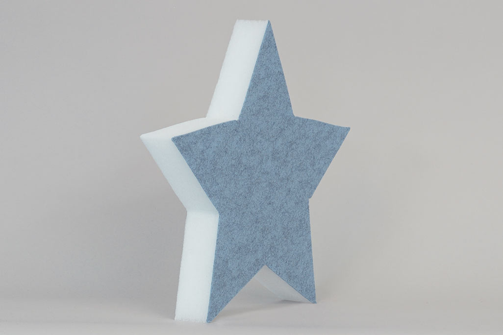 soni ELEMENT STAR Blau Absorbeur acoustique en forme d'étoile (soni ELEMENT STAR) de couleur bleue sur fond gris