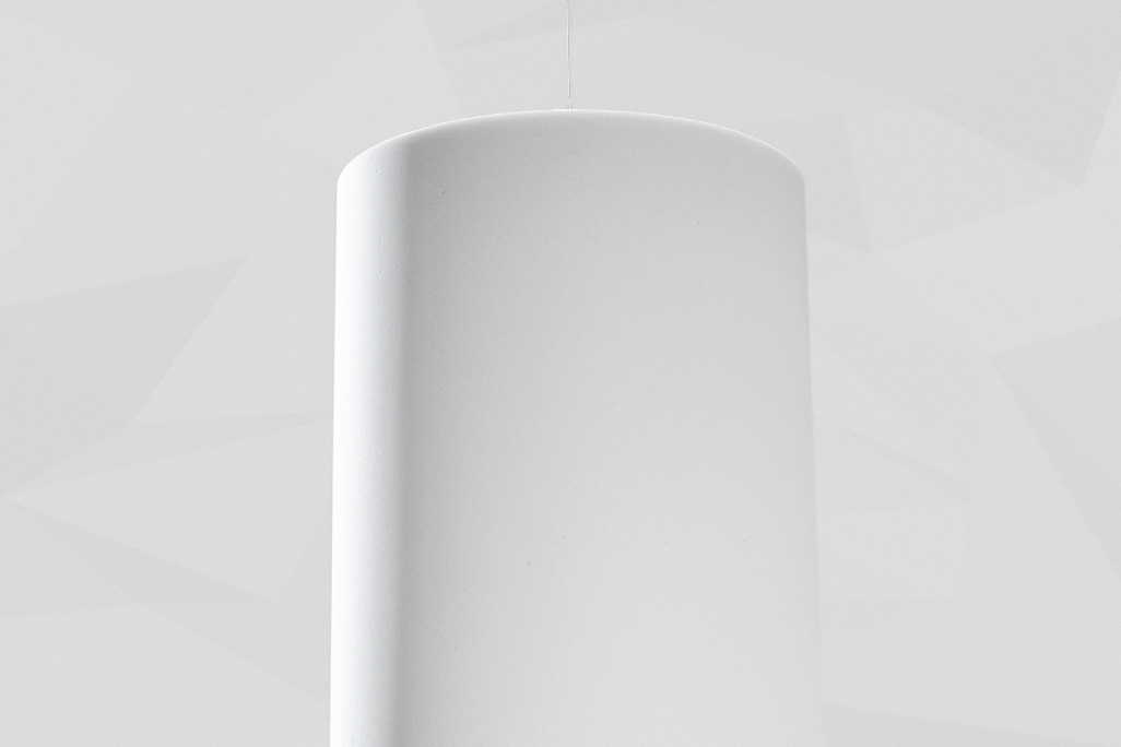 Nahaufnahme eines weißen runden Schallabsorbers