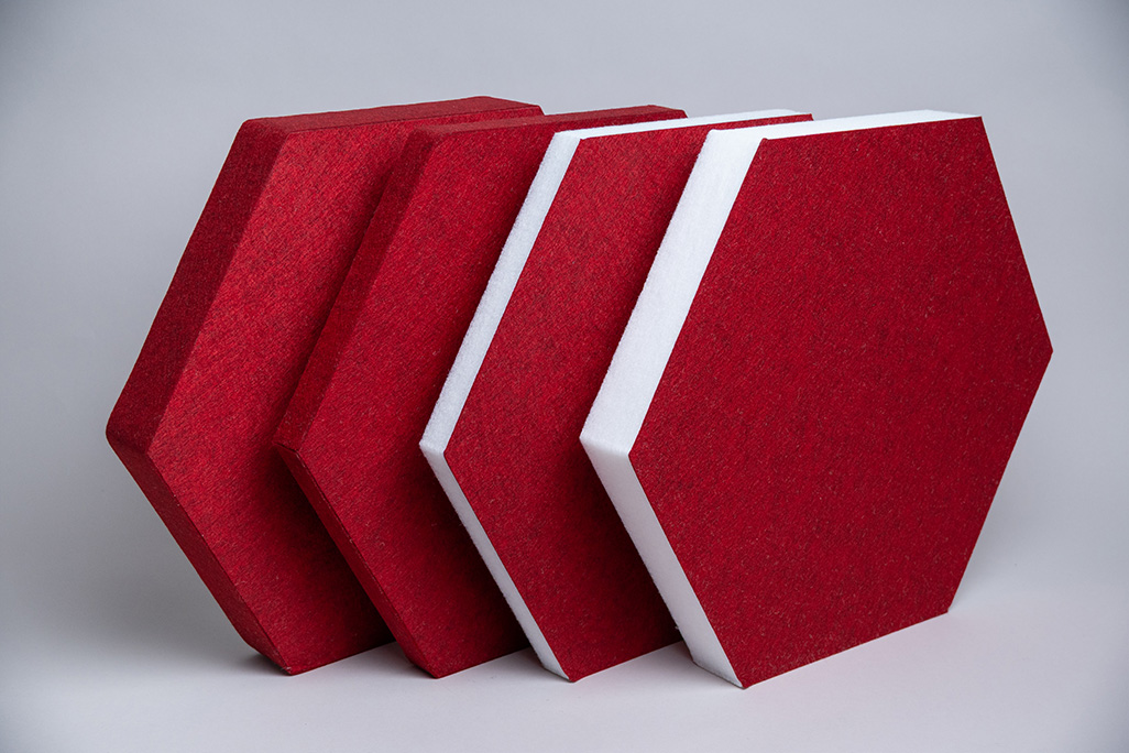soni HEXAGON Absorbeurs acoustiques rouge hexagonaux en diverses épaisseurs