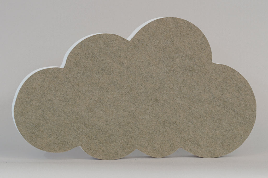 Sound absorber in the shape of a cloud (soni ELEMENT CLOUD) in the color beige against a grey background