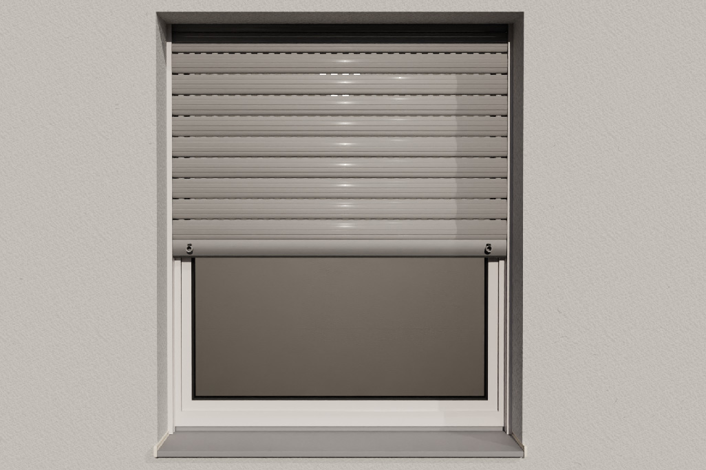 soni Soft-Close Rollladenaufprallschutz soni SOFT-CLOSE angebracht an der Unterkante eines Rollladens